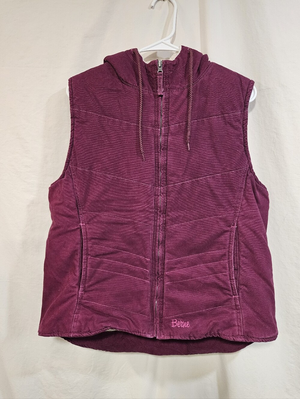 Berne Women's Hooded Quilted Vest in Plum